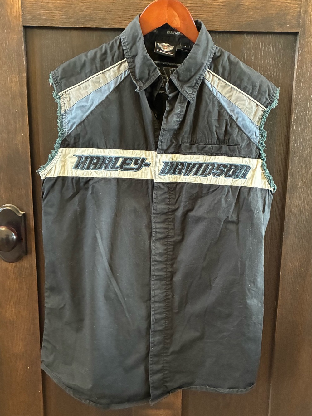 Harley-Davidson Sleeveless Black Button Down Shirt
